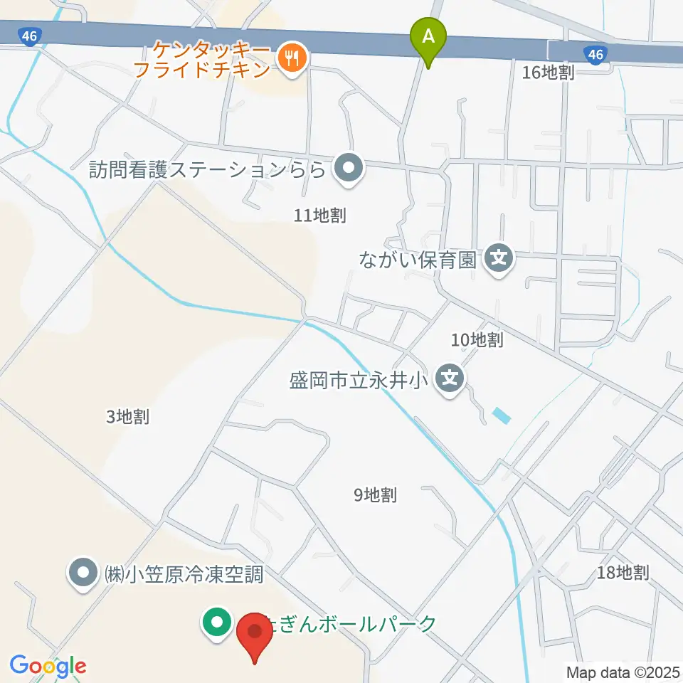 きたぎんボールパーク周辺のカフェ一覧地図