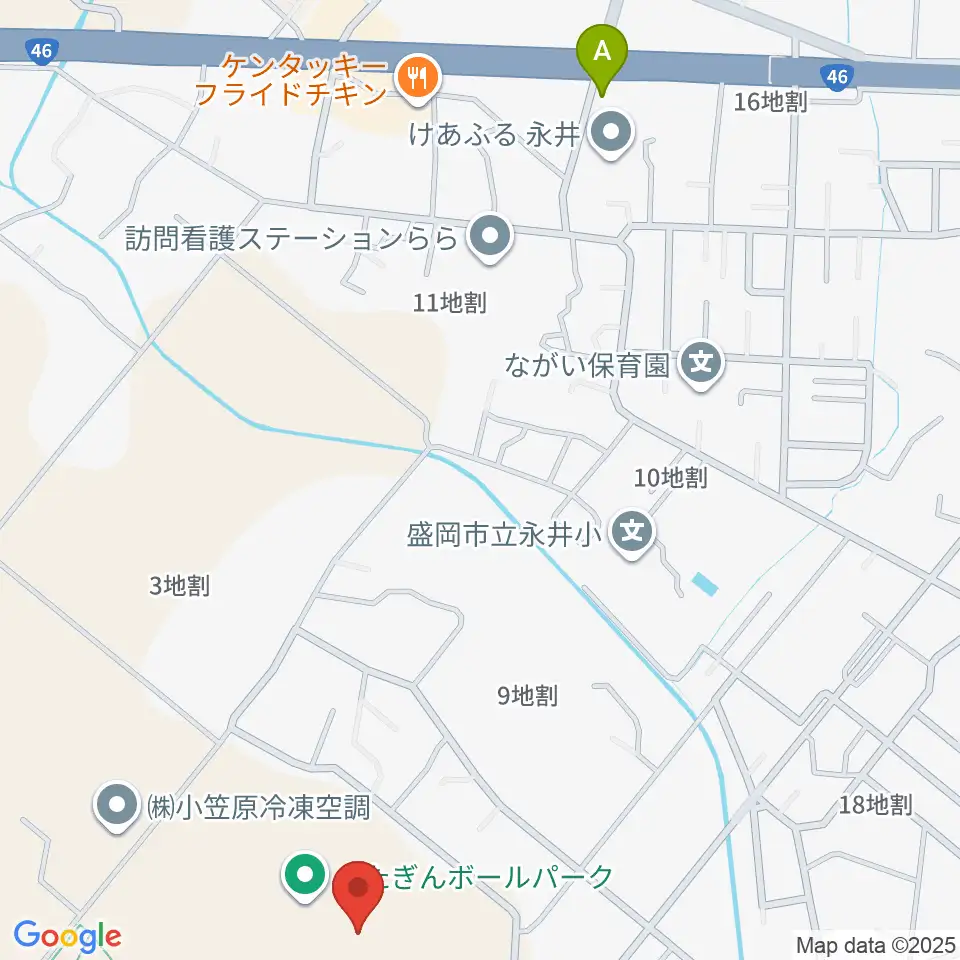 きたぎんボールパーク周辺のカフェ一覧地図