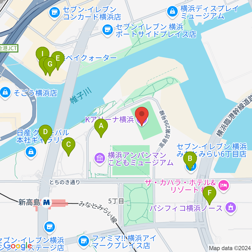 Kアリーナ横浜周辺のカフェ一覧地図