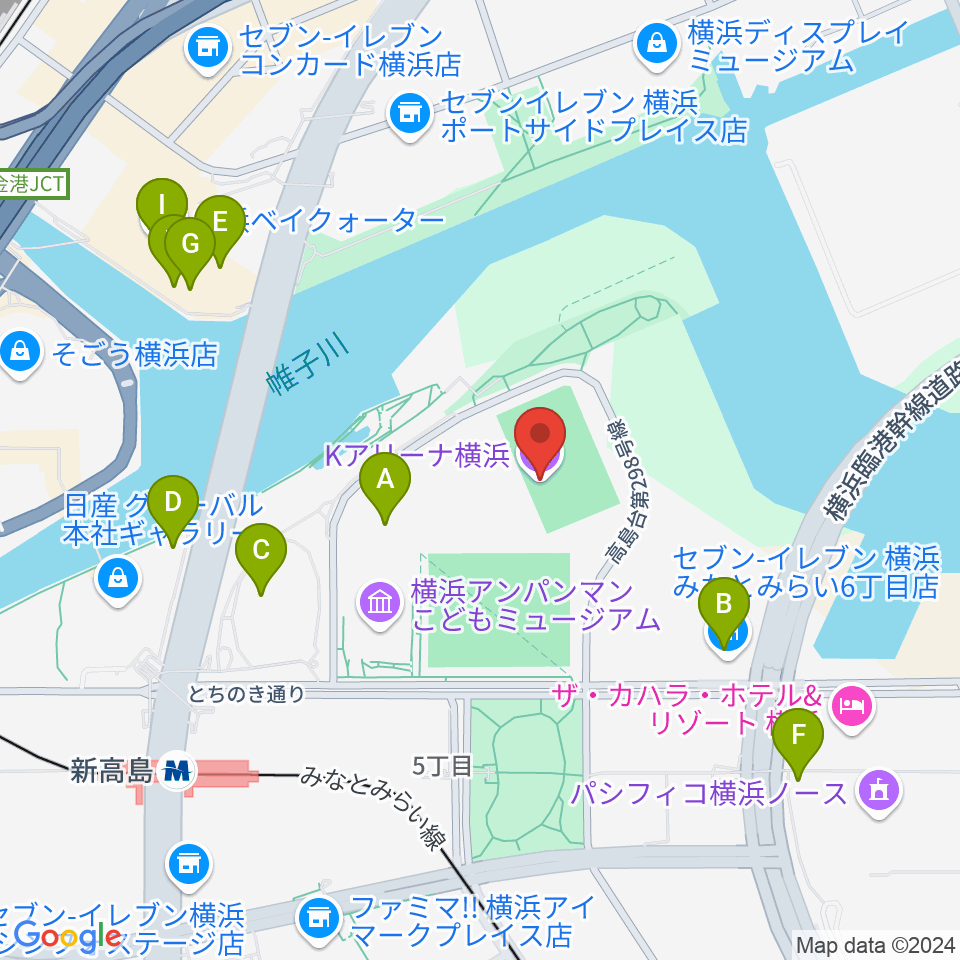 Kアリーナ横浜周辺のカフェ一覧地図