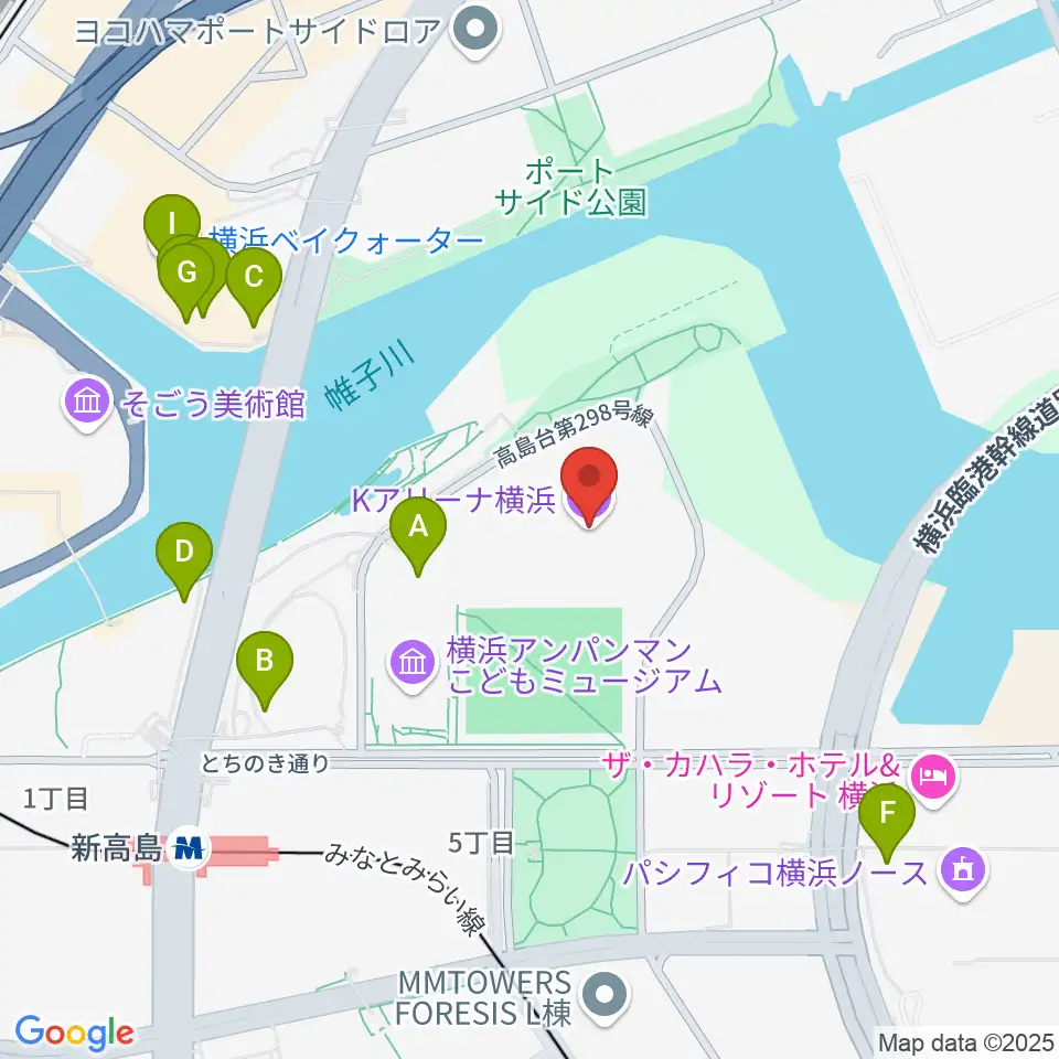 Kアリーナ横浜周辺のカフェ一覧地図