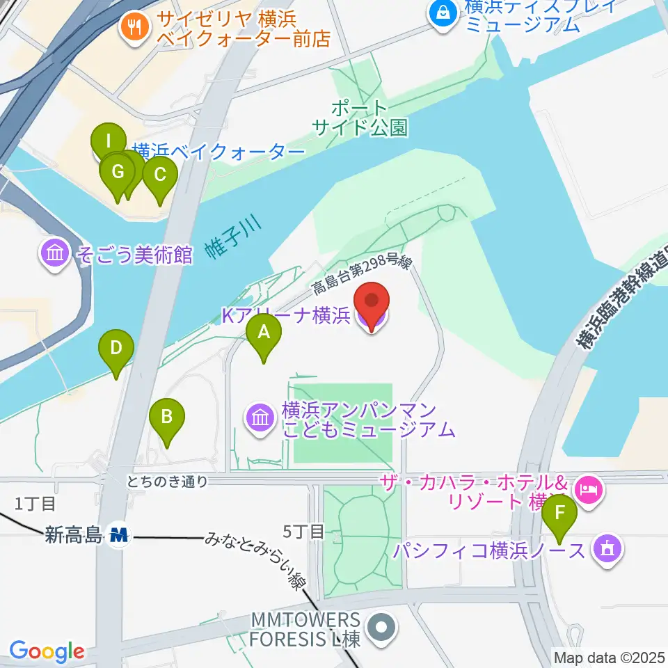 Kアリーナ横浜周辺のカフェ一覧地図