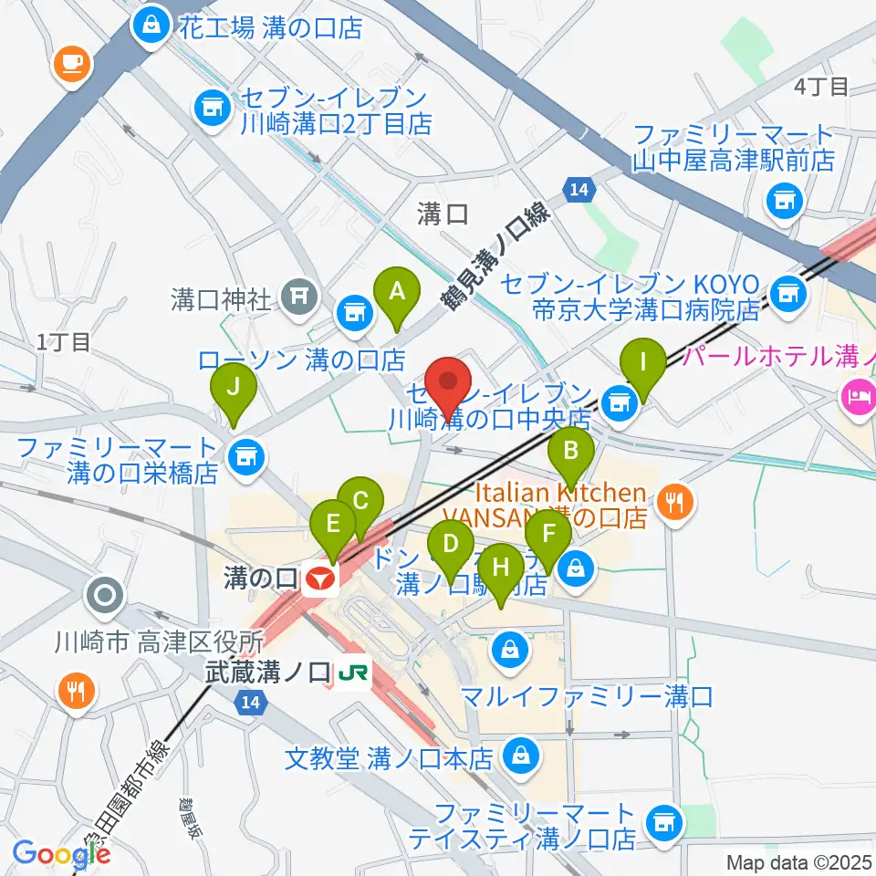 スタジオニド溝の口店周辺のカフェ一覧地図