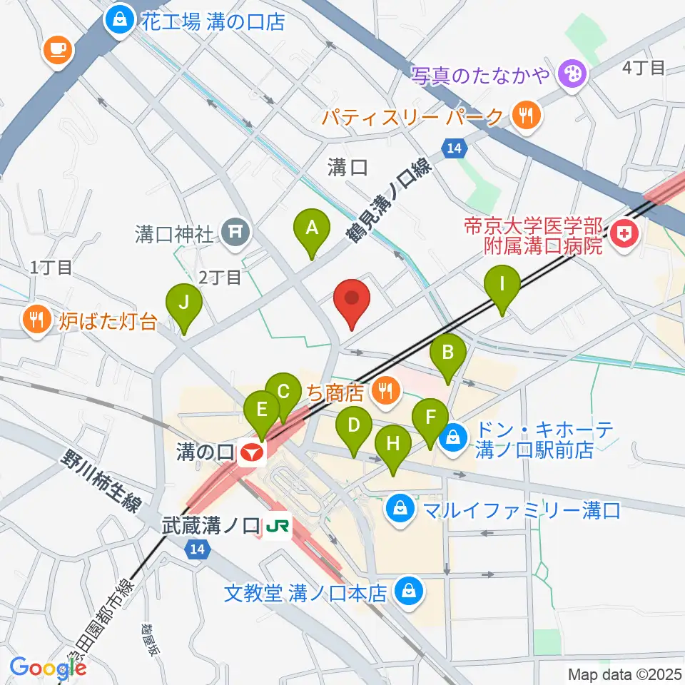 スタジオニド溝の口店周辺のカフェ一覧地図