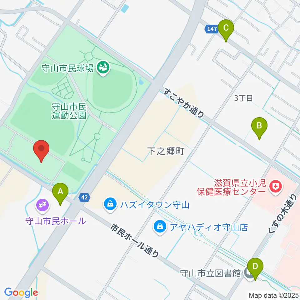 守山市民体育館周辺のカフェ一覧地図
