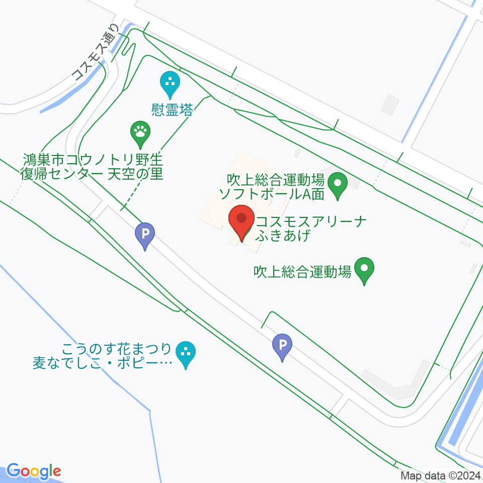 コスモスアリーナふきあげ周辺のカフェ一覧地図