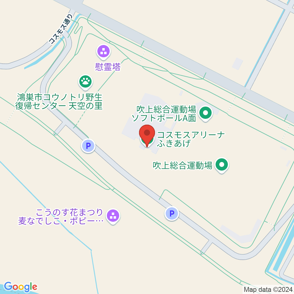 コスモスアリーナふきあげ周辺のカフェ一覧地図