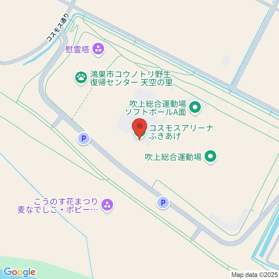 コスモスアリーナふきあげ周辺のカフェ一覧地図