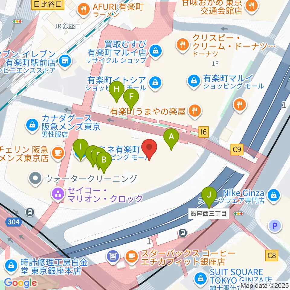 有楽町I'M A SHOW周辺のカフェ一覧地図