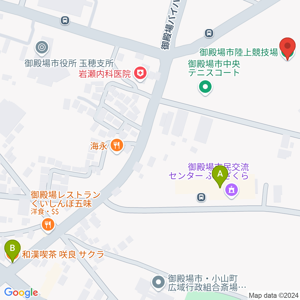 御殿場市陸上競技場周辺のカフェ一覧地図