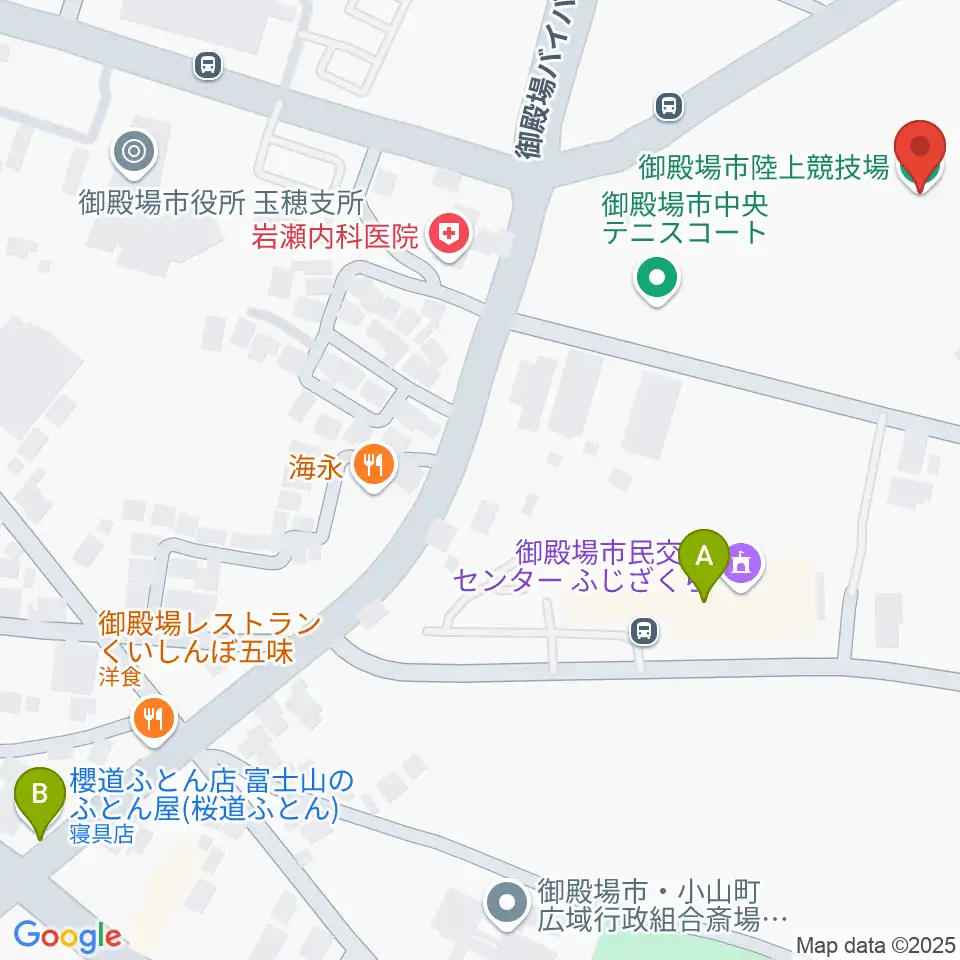 御殿場市陸上競技場周辺のカフェ一覧地図