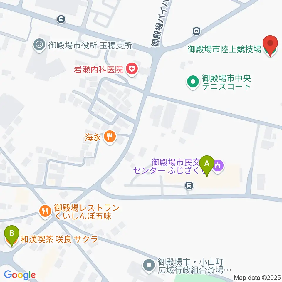御殿場市陸上競技場周辺のカフェ一覧地図