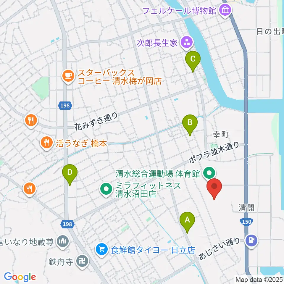 清水総合運動場陸上競技場周辺のカフェ一覧地図
