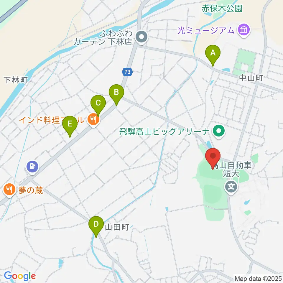中山公園陸上競技場周辺のカフェ一覧地図
