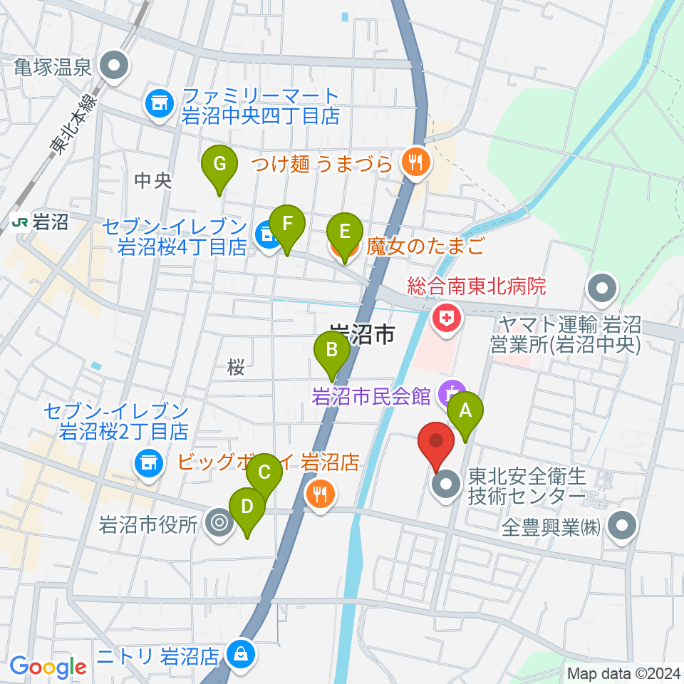 岩沼市総合体育館ビッグアリーナ周辺のカフェ一覧地図