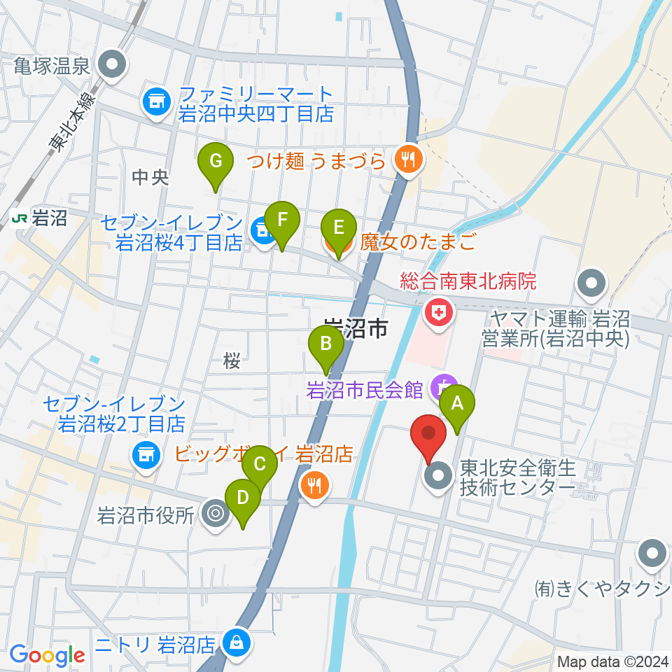 岩沼市総合体育館ビッグアリーナ周辺のカフェ一覧地図