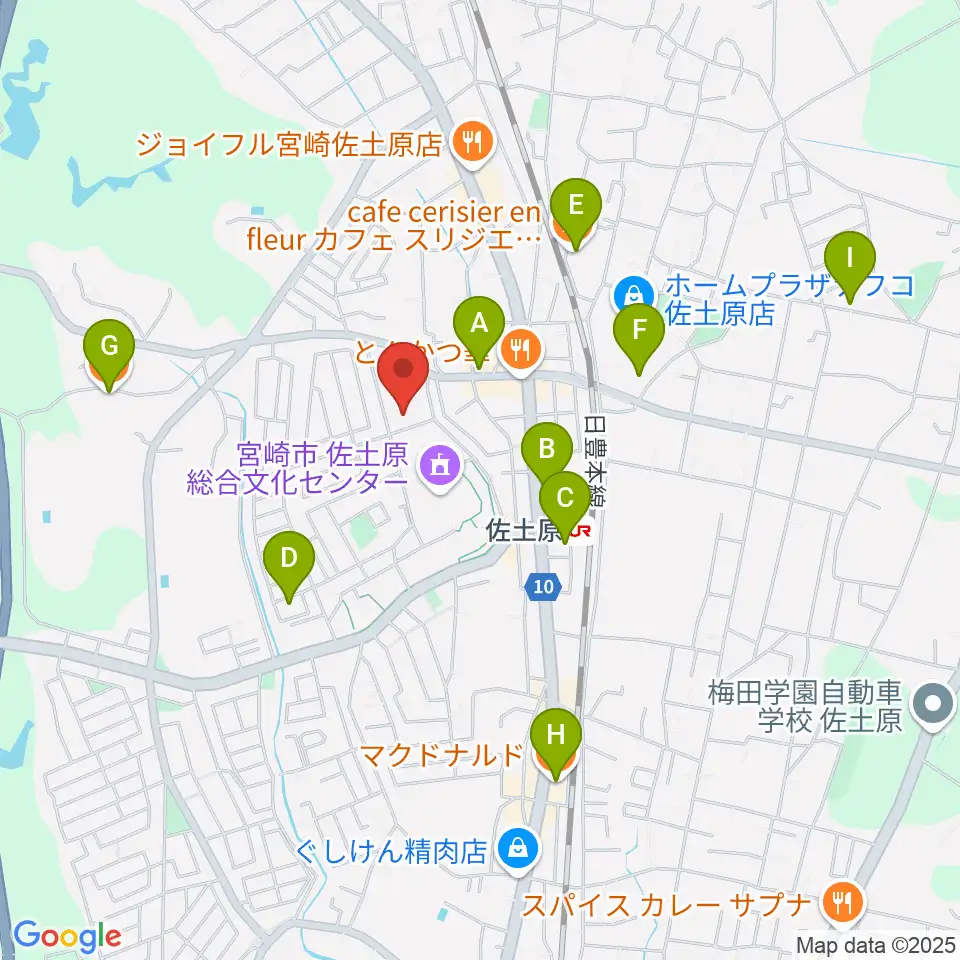 宮崎市佐土原体育館周辺のカフェ一覧地図