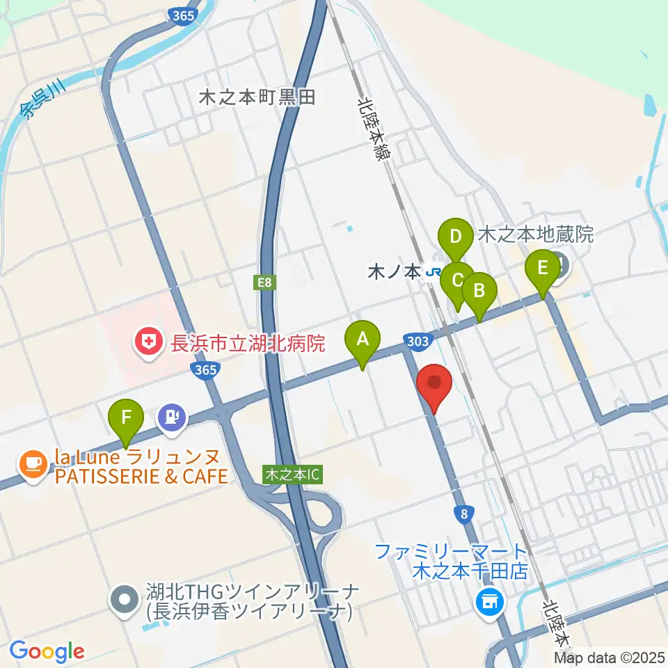 木之本スティックホール周辺のカフェ一覧地図
