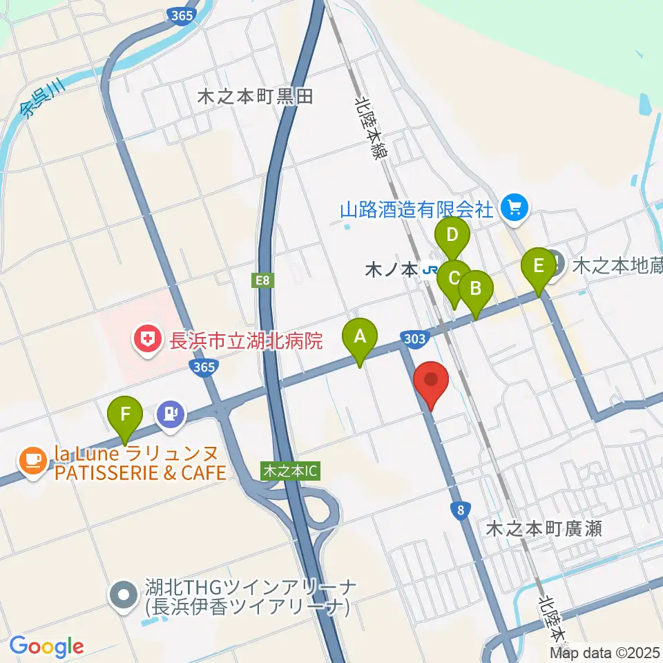 木之本スティックホール周辺のカフェ一覧地図