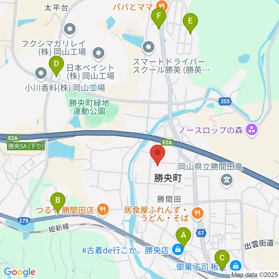 勝央文化ホール周辺のカフェ一覧地図