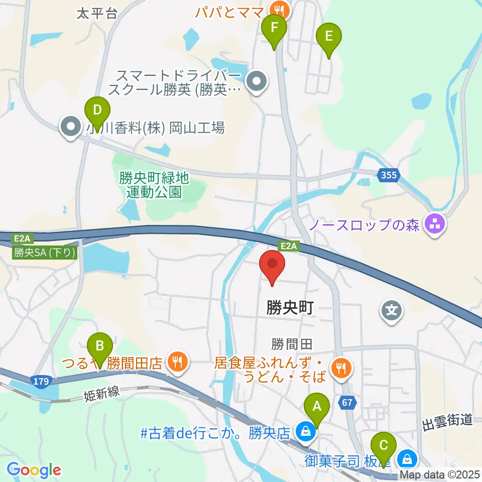 勝央文化ホール周辺のカフェ一覧地図