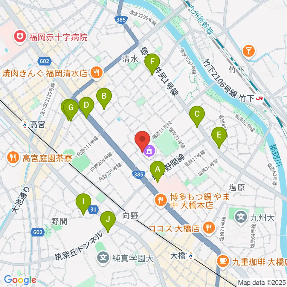 塩原音楽・演劇練習場周辺のカフェ一覧地図