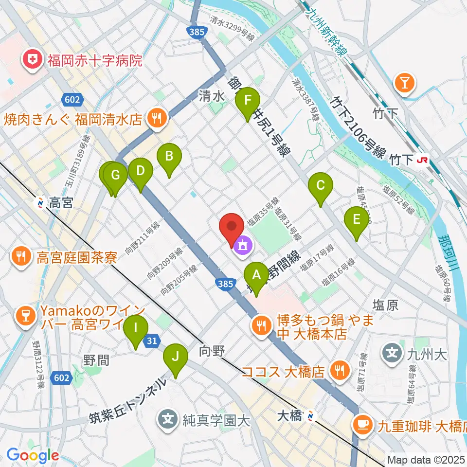 塩原音楽・演劇練習場周辺のカフェ一覧地図