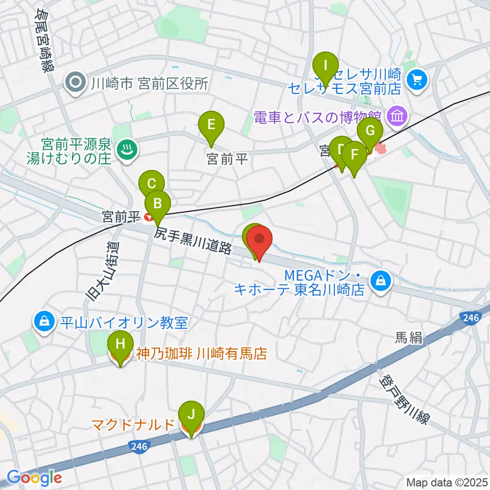 クラウドナインスタジオ 宮前平店周辺のカフェ一覧地図