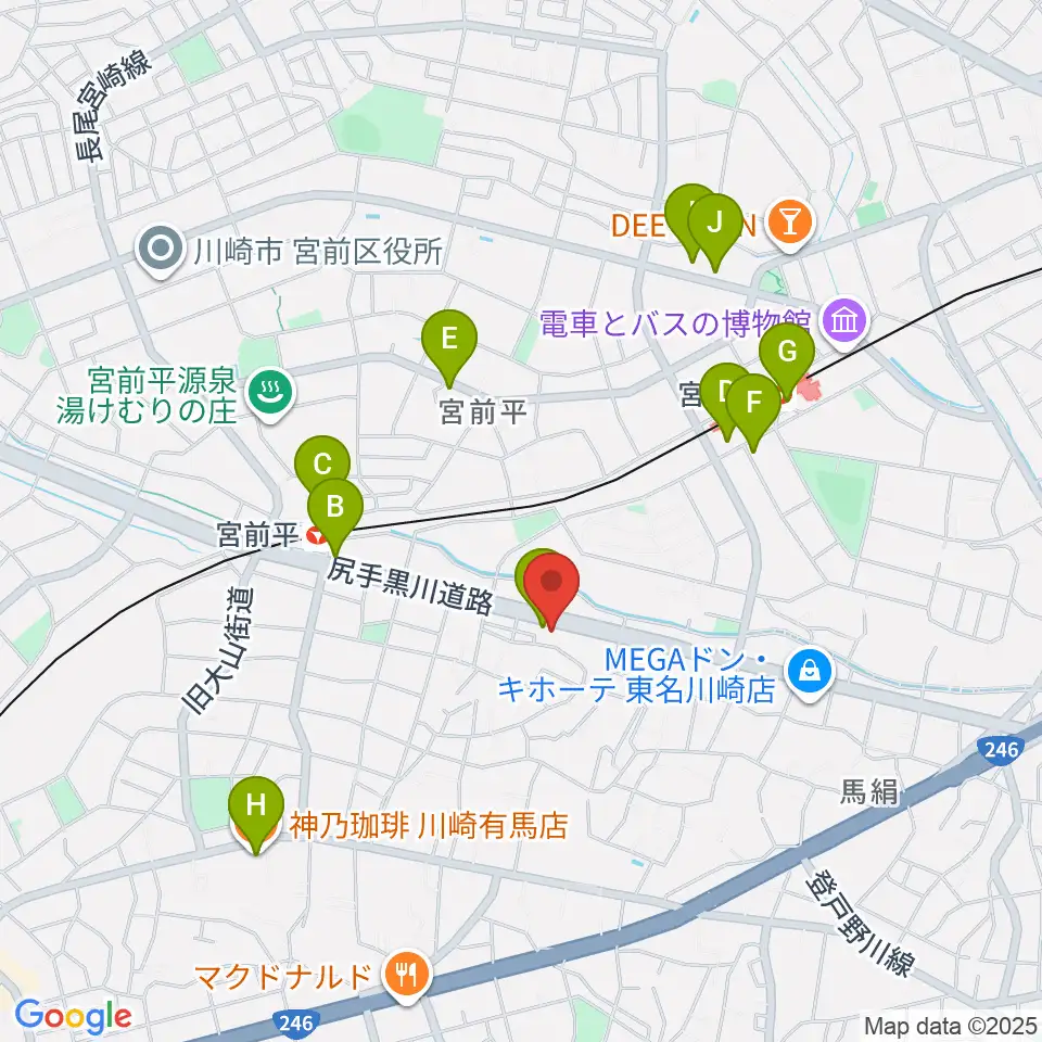 クラウドナインスタジオ 宮前平店周辺のカフェ一覧地図