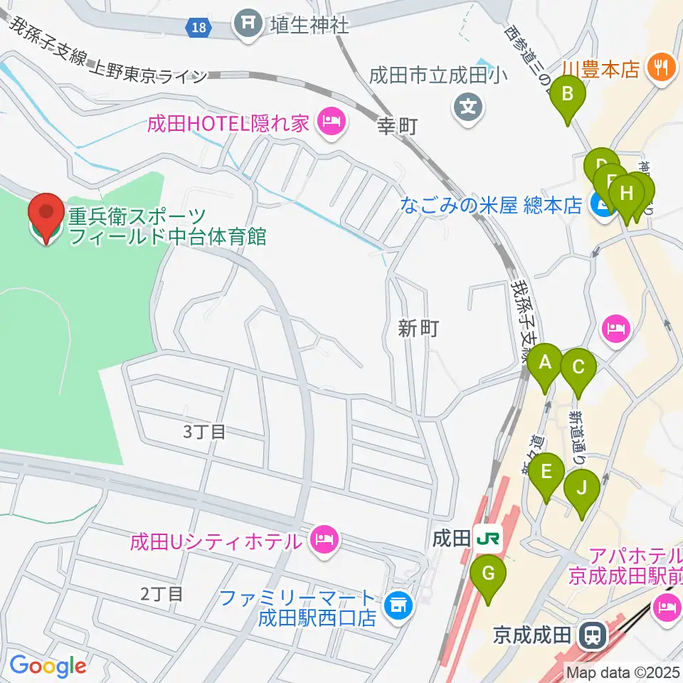 重兵衛スポーツフィールド中台体育館周辺のカフェ一覧地図