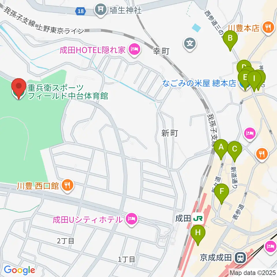 重兵衛スポーツフィールド中台体育館周辺のカフェ一覧地図