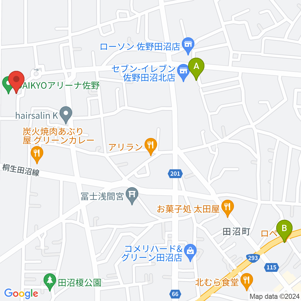 DAIKYOアリーナ佐野周辺のカフェ一覧地図