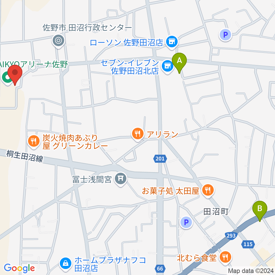 DAIKYOアリーナ佐野周辺のカフェ一覧地図