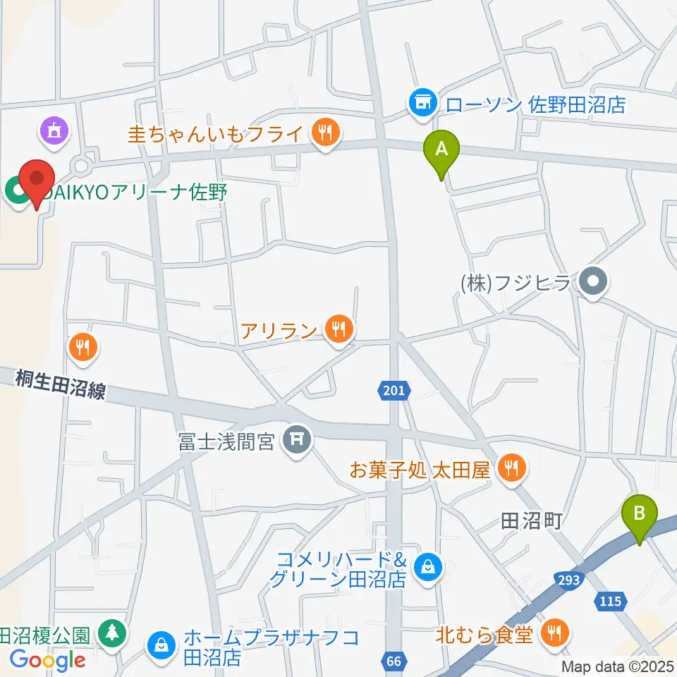 DAIKYOアリーナ佐野周辺のカフェ一覧地図