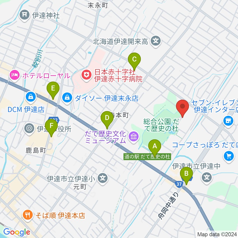 伊達市総合体育館あかつき周辺のカフェ一覧地図