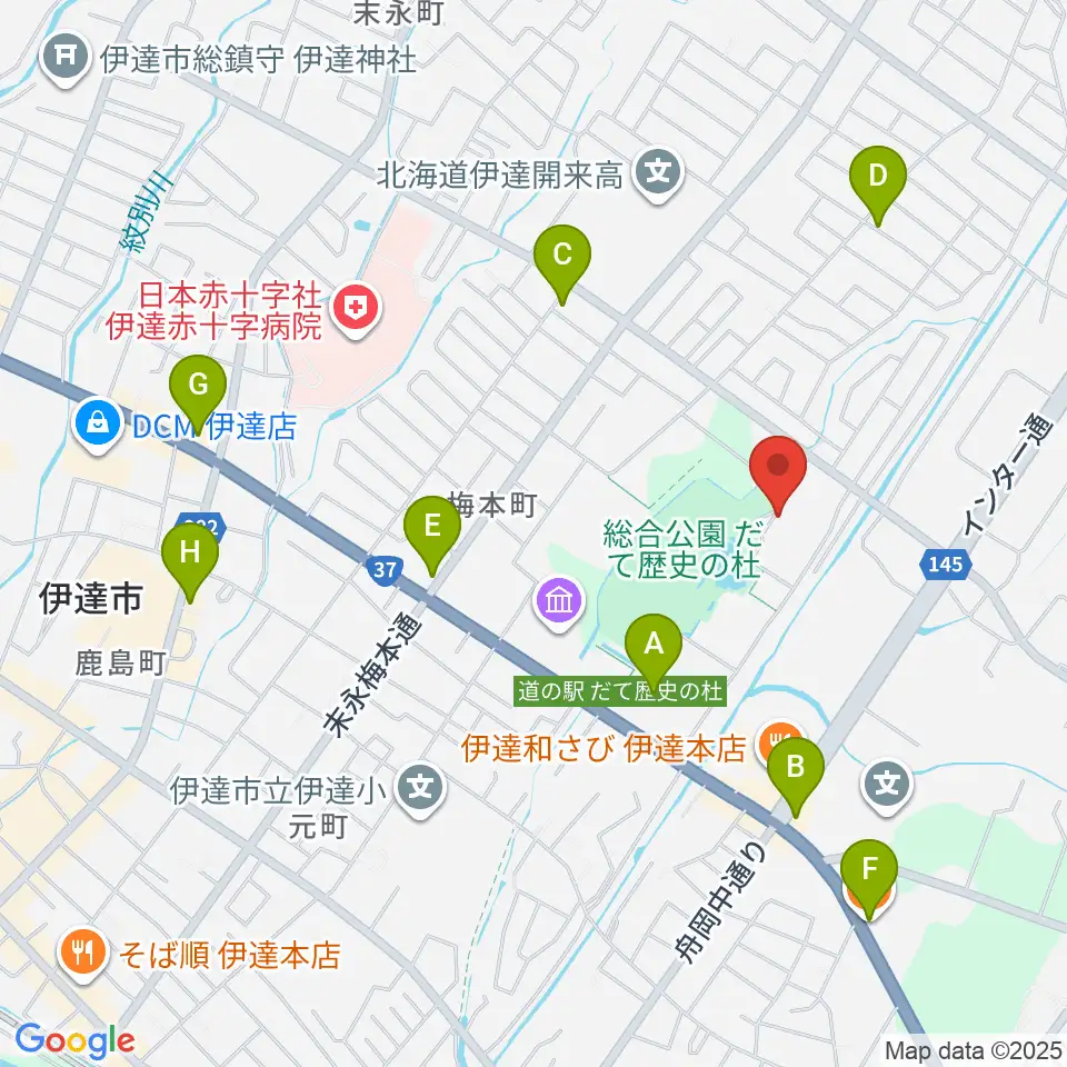 伊達市総合体育館あかつき周辺のカフェ一覧地図
