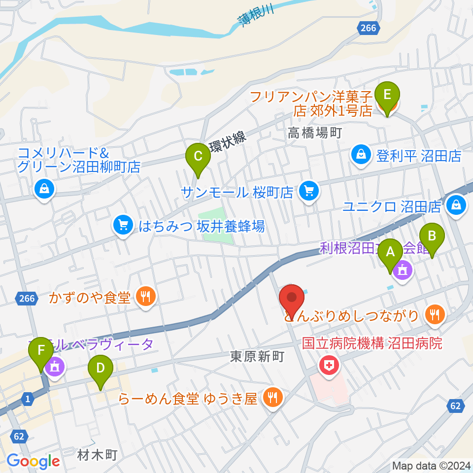 ZACROSアリーナぬまた周辺のカフェ一覧地図