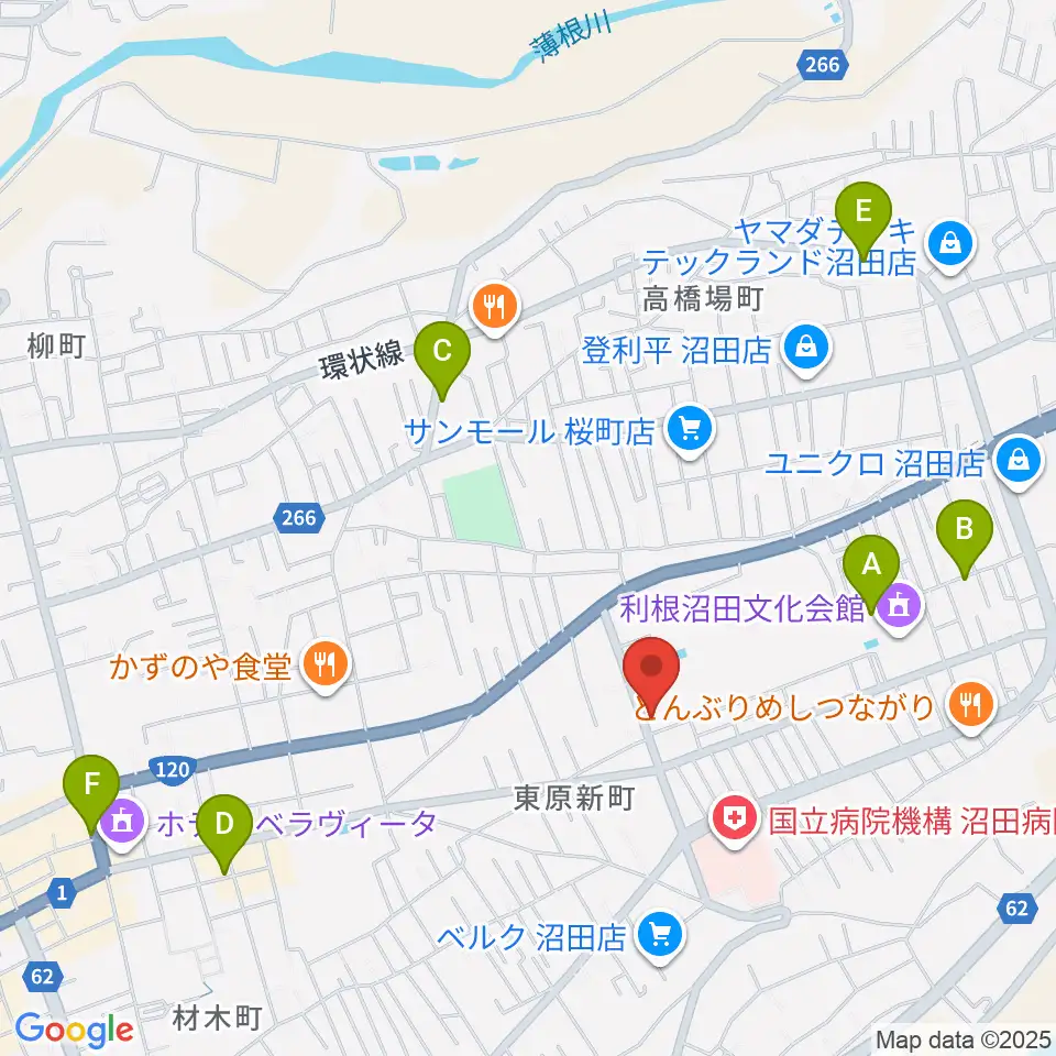 ZACROSアリーナぬまた周辺のカフェ一覧地図