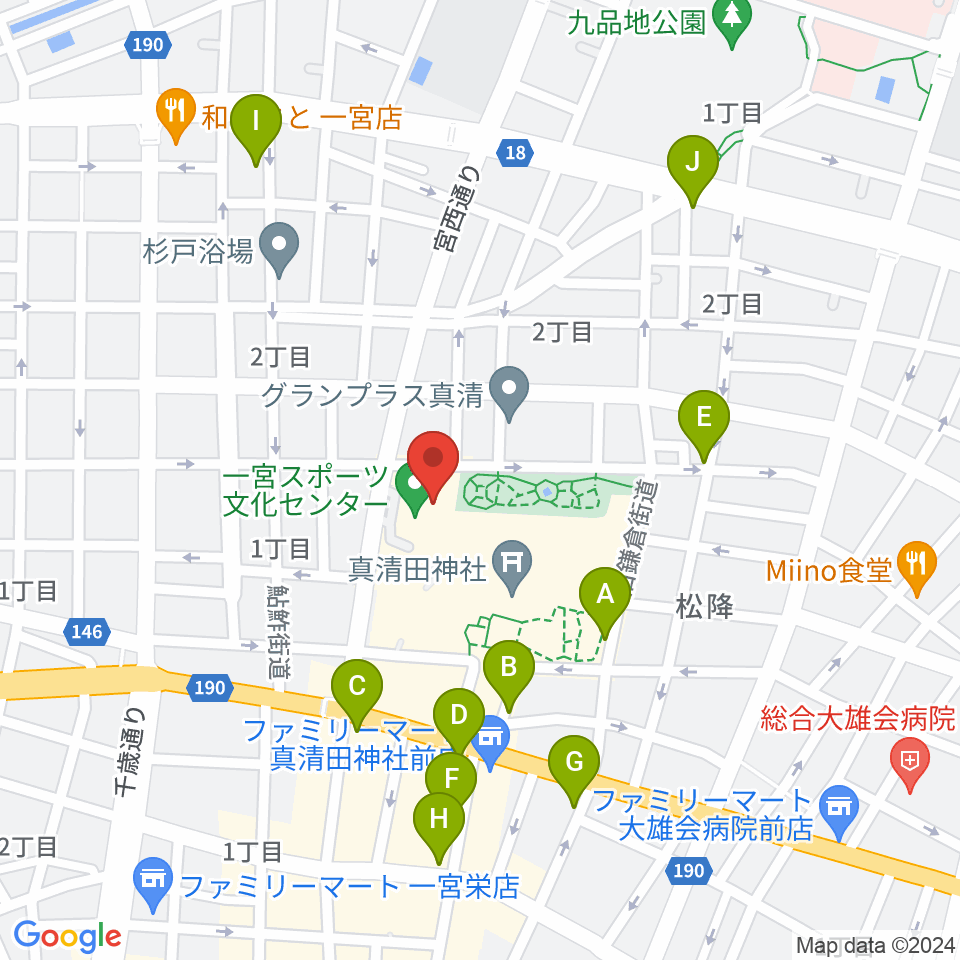 一宮スポーツ文化センター周辺のカフェ一覧地図