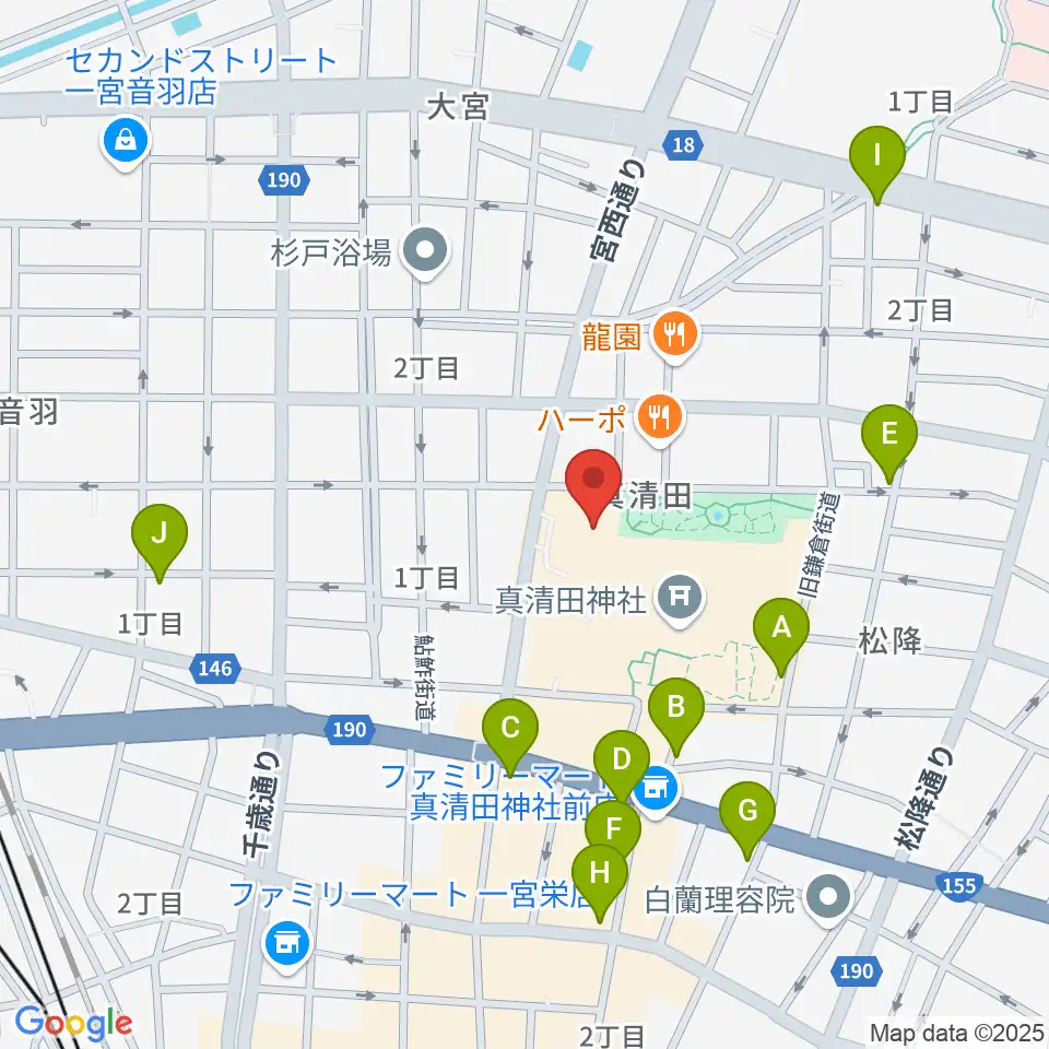 一宮スポーツ文化センター周辺のカフェ一覧地図