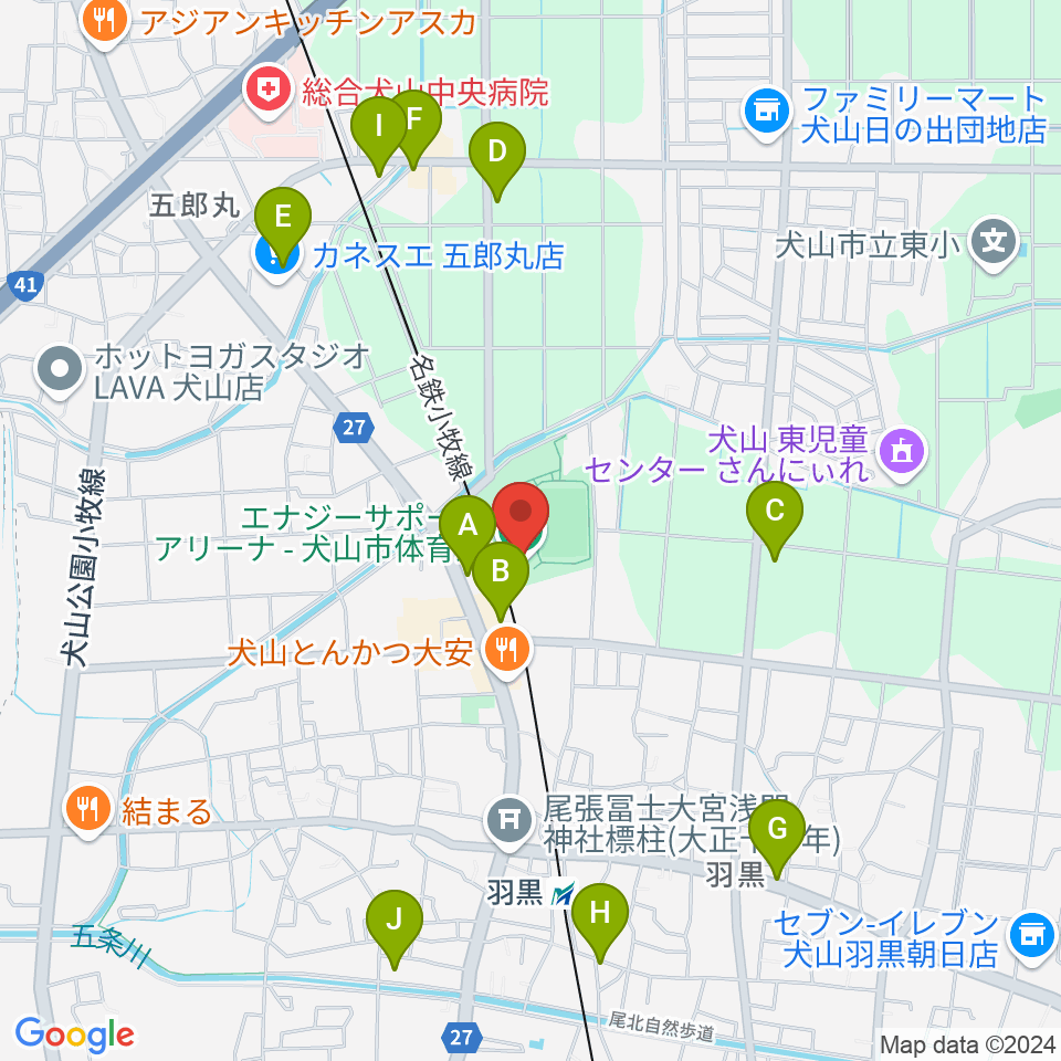 エナジーサポートアリーナ周辺のカフェ一覧地図