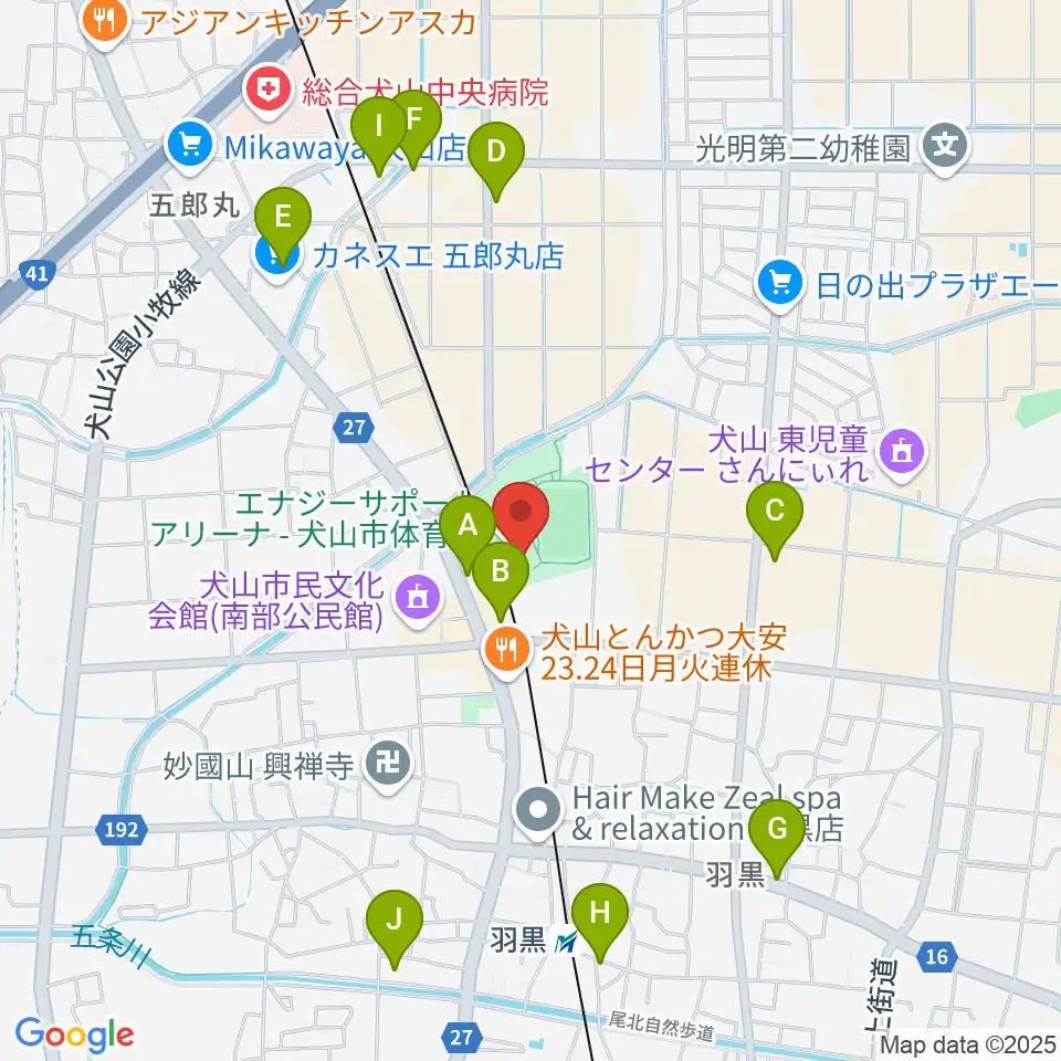 エナジーサポートアリーナ周辺のカフェ一覧地図
