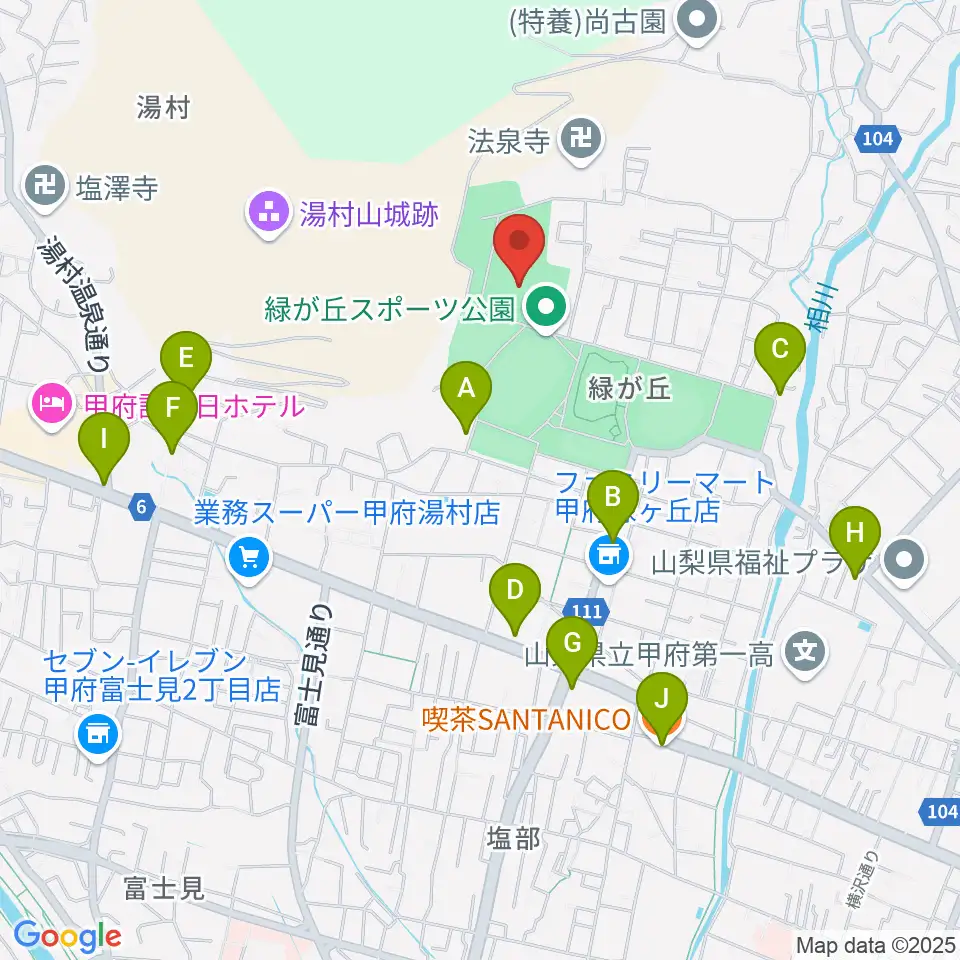 緑が丘スポーツ公園体育館周辺のカフェ一覧地図