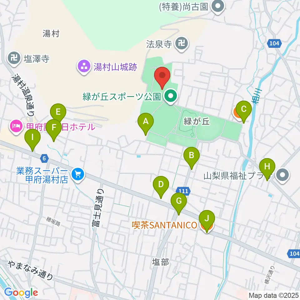 緑が丘スポーツ公園体育館周辺のカフェ一覧地図