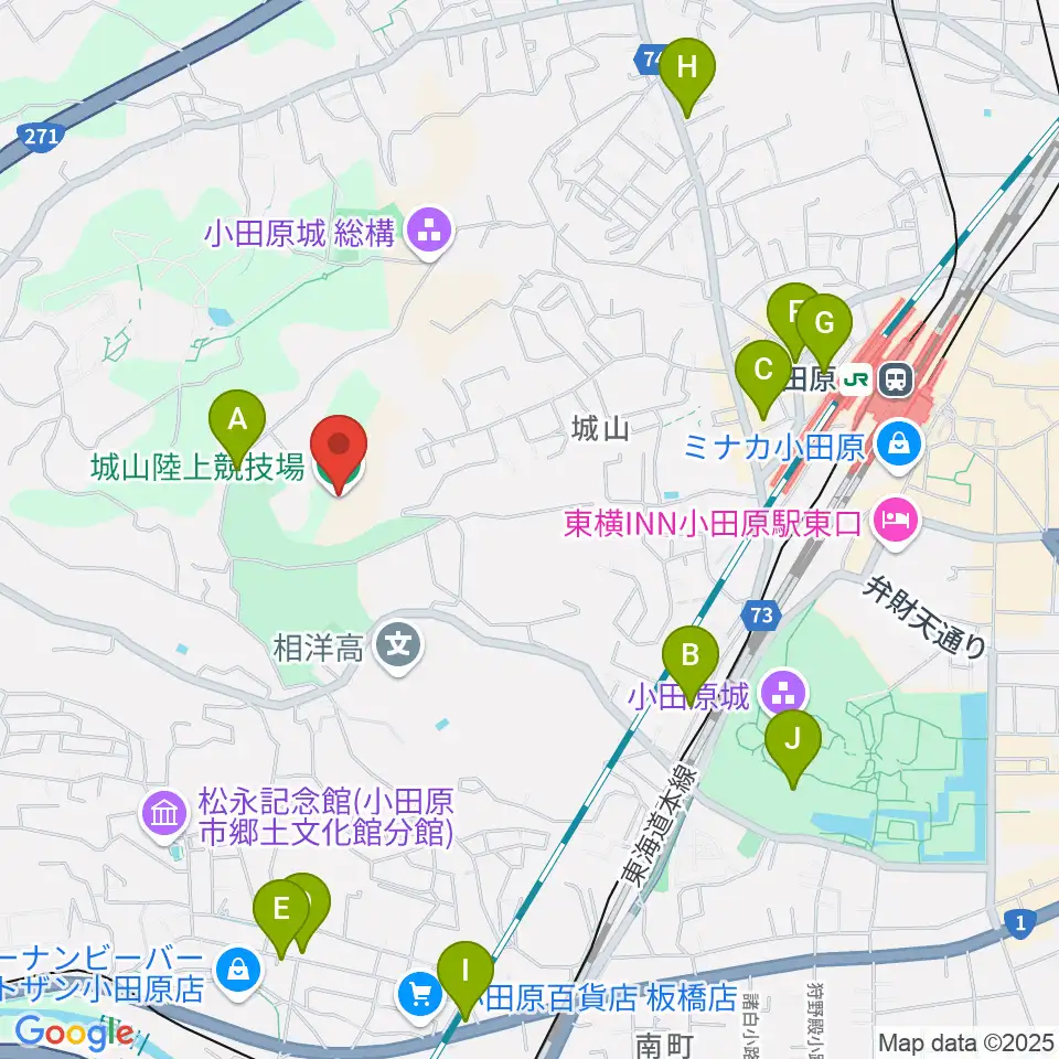 城山陸上競技場周辺のカフェ一覧地図