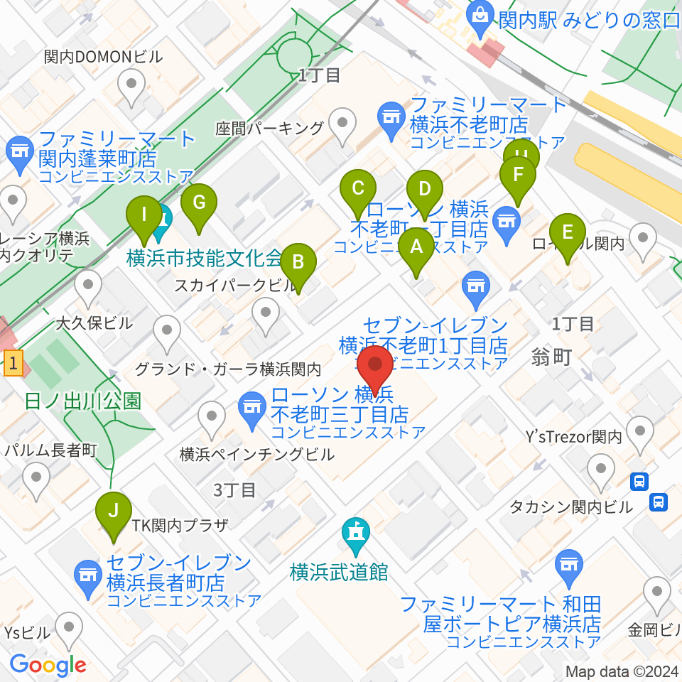 横浜BUNTAI周辺のカフェ一覧地図