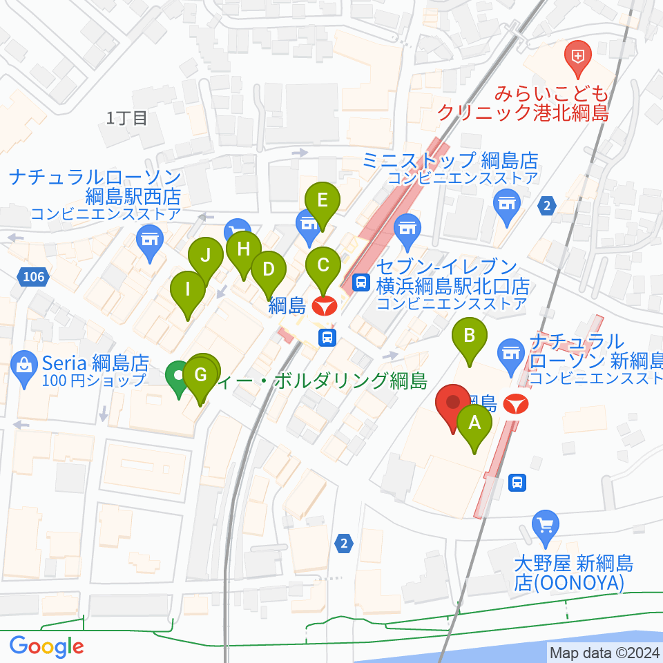 横浜市港北区民文化センター ミズキーホール周辺のカフェ一覧地図