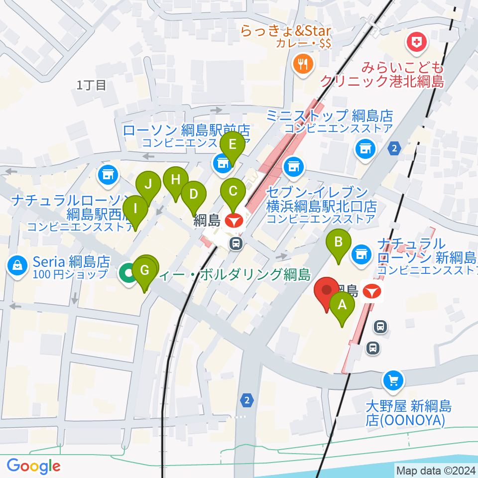 横浜市港北区民文化センター ミズキーホール周辺のカフェ一覧地図