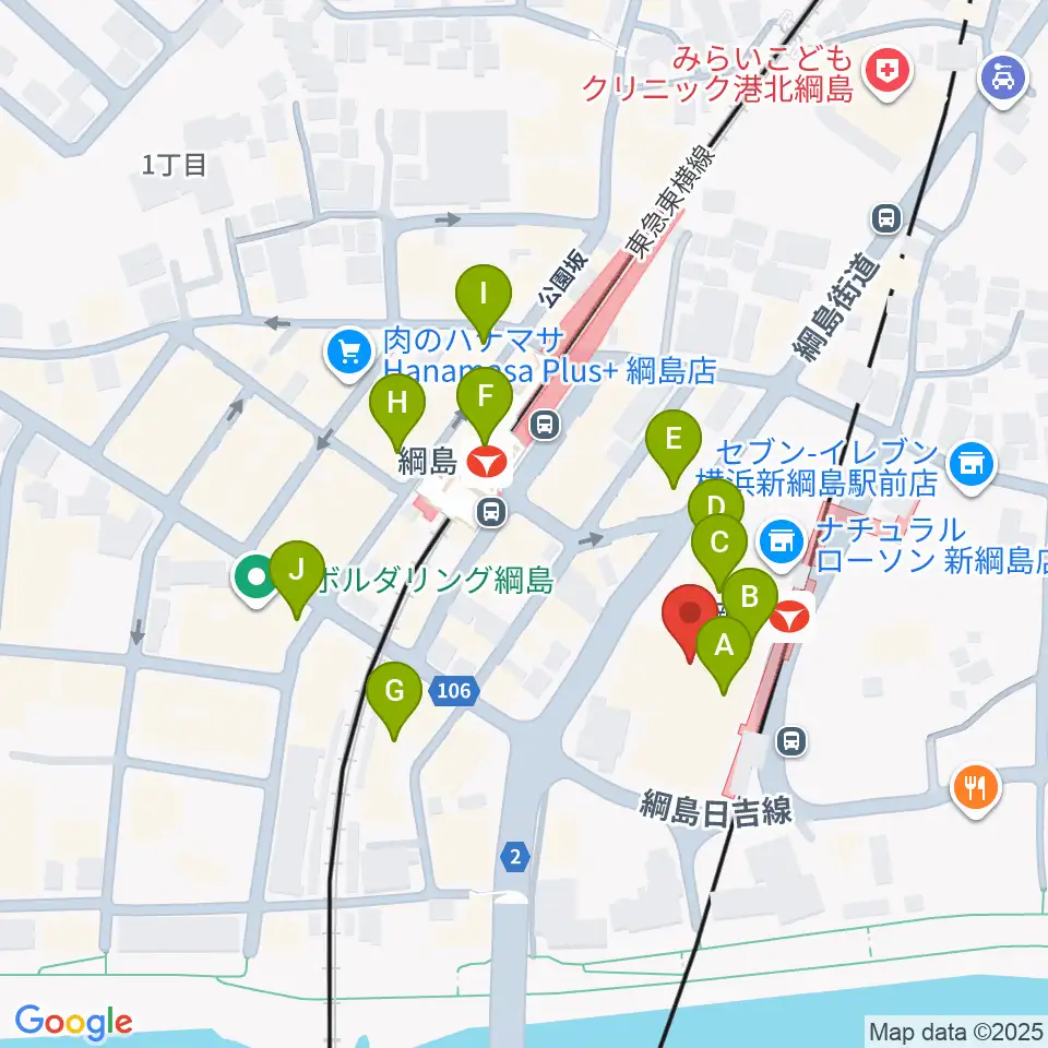 横浜市港北区民文化センター ミズキーホール周辺のカフェ一覧地図