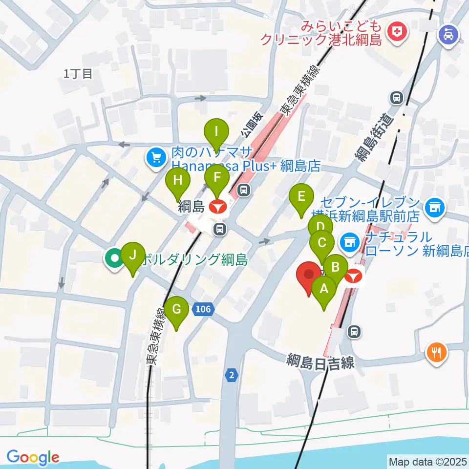 横浜市港北区民文化センター ミズキーホール周辺のカフェ一覧地図